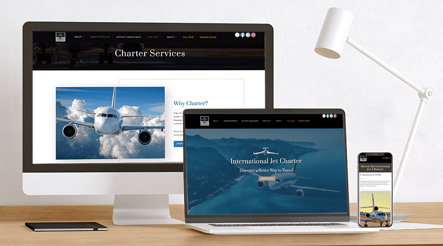 International Jet Charter Website Designed by Carolee Shank